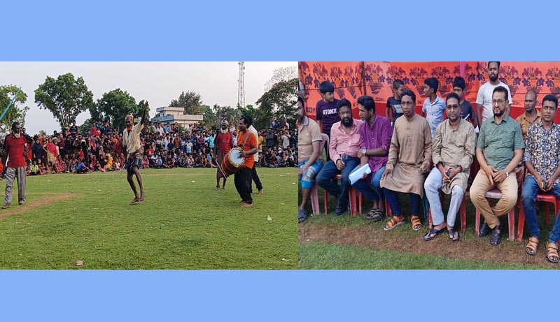 তালায় প্রীতি ঢালী খেলায় দর্শকদের ঢল