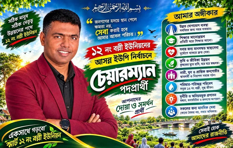 উন্নয়ন ও সুশাসনের অঙ্গীকার নিয়ে বল্লী ইউপিতে চেয়ারম্যান প্রার্থী দিদারুল আলম দিদার